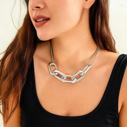 Chains Punk Exaggerate Geometric Big Buckle Link Chain Pendant Necklace For Women Fashion Jewelry Minimalist Accessories