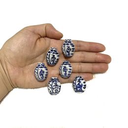 3Pcs/Lot 20X26MM Ceramic Loose Bead Hand-Painted Red-crowned Crane Pattern DIY Bracelet Necklace Earrings Jewelry Making