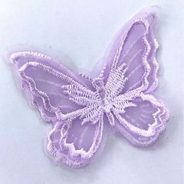 200Pcs Diy Stereo Double Layers Organza Butterfly Embroidery Lace Fabric Applique Patch Stickers Clothes Skirts Decoration