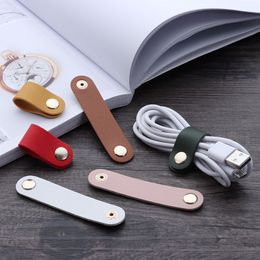 Leather Charger Protector Desktop Storage Clips Holder Cable Winder Tie Cable Management Cord Organiser Earphone Accessories