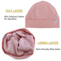 Baby Kids Jersey Beanie Silky Satin Lined Hat for Newborn Little Boys Girls Bonnets Toddler Infant Beanies Caps Head Wraps