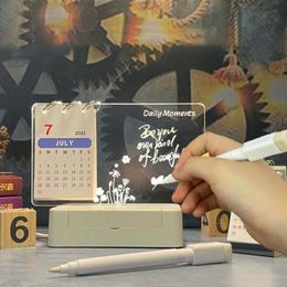 2024 New Transparent Graffiti Glowing Drawing Board Erasable Acrylic Message Board with Calendar Pen Memo Prompt for Home Office