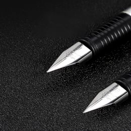 Fountain Pen Matte Black All Steel 0.38mm / 0.5mm Fine Steel Nib School Office Name Ink Pens Gift Stationery