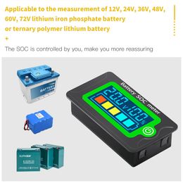 Waterproof Battery SOC Power Metre Capacity Indicator 8-100V Direct Current Voltmeter 12.0V 24V 36V 48V 60V 72V Battery Tester