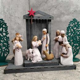 Decorative Figurines 10pcs Nativity Statue Set Figures Portable Christmas Figure 2024 Jesus Ornaments