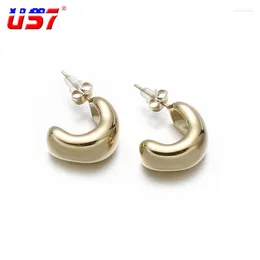 Dangle Earrings US7 In Gold Colour Stainless Steel C-shaped Cashew Hoop Geometric Round For Women Girls Travel Jewellery