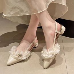 Sandals Crystal Luxury Women Dress Shoes Pointed Toe Sexy Slippers 2024 Summer Designer Pumps Brand Zapatos Femme Slides