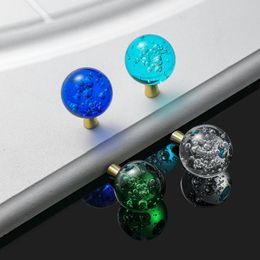 Crystal Bubble Ball Handle Colourful Round Brass Bright Single Hole Handle High end Bookcase Drawer European Style Door Handle