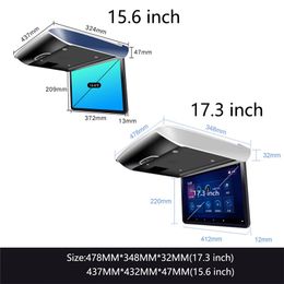 Automatic Folding Car Monitor 17.3 Inch IPS Screen Electric Foldable Car Video Player Ceiling TV Roof Mount Display WiFi USB FM