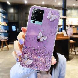 Ready Stock Phone Case for Vivo X80 lite 5g V25 VivoV25 Pro 5G V25e Luxury Starry Sky Butterflies Transparent Soft Back Cover