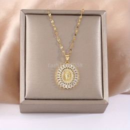 European and American Religious Virgin Mary Pendant Necklace for Women Charming Christmas Jewellery Gift