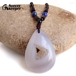 Pendant Necklaces Real Natural Stone Polished Agate Geode Quartz Crystal Cluster Treasure Bowl Specimen Necklace For Jewellery Making BD986