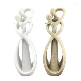 Decorative Figurines 23cm Sandstone Kissing Lover Statuettes Wedding Statue Decoration Anniversary Souvenirs Ornaments For Home Gift