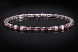 New Trendy White Gold Plated Square CZ Tennis Braclet for Girls Women for Party Wedding Gift for Friend1347310