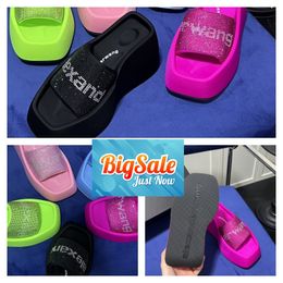 Designer Luxury Sandals Slippers Womens Velvet material rhinestone Velcro tape Soft GAI Platform Size 35-42 10cm party formal office