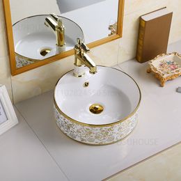 Ceramic Bathroom Sinks Luxury Home Round Bathroom Washbasins European Phnom Penh Creative Countertop Basin Hotel Oval Wash Basin