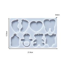 Cute Foot Bear Heart Shape Necklace Pendants Silicone Mould Pendant Epoxy Resin Casting Mould for DIY Keychain Jewellery Making