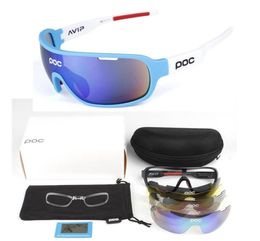 Top quality POC 5 Lens Cycling Glasses Bike Sport Sunglasses Men Women Mountain Bicycle Cycle Eyewear lentes de sol para Outdoor E5783119