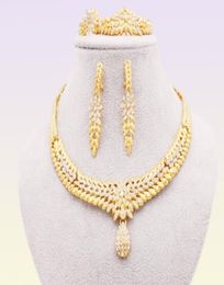 Jewelry sets for Women Dubai 24K gold color India Nigeria wedding gifts necklace earrings Bracelet ring set Ethiopia jewellery 2016334197