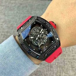 Мужские наручные часы Роскошная Рича M Дизайнер Hollow Out Mens Автоматические механические часы Персонализированные бриллиантовые ленты Sports Watch IJ79
