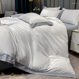 Bedding Sets Nordic Luxury 3 Lines Egyptian Cotton Embroidery Soft Bed Set Duvet Cover Flat Sheets And Pillowcases