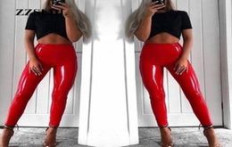 Autumn winter Women legging skinny PU red leather pencil Leggings slim faux Leather Pants Fitness Pencil Pants1904298