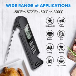 Meat Food Thermometer for Cooking Instant Read Digital Candy Thermometers with Long Probe Waterproof for Kitchen BBQ Baking