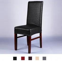 Chair Covers PU Leather Fabric Solid Waterproof Dining Seat El Banquet Wedding Universal Size