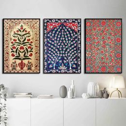 Indian Folk Flower Canvas Painting Abstract Art Prints Poster Indian Vintage Traveller Gift Modern Wall Pictures Home Room Decor