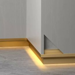H60mm Wall Trim LED Skiritng Line Aluminum Profile Recessed Hidden Drywall Baseboard Channel Corner Floor Decor Bar Strip Lights