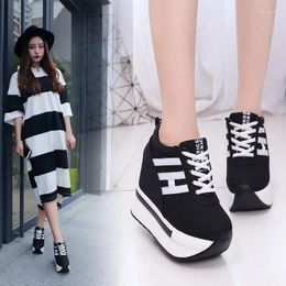 Fitness Shoes CHIMIZHAI Platform Women Canvas Vulcanized Height Increasing Pumps Woman Sneakers Wedges High Heels WY71