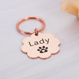 Personalised Dog ID Tag Anti-lost Flower Pet Name Tags Plates Free Engraving Dogs Cats Kitten ID Tag Collar Nameplate Pendant