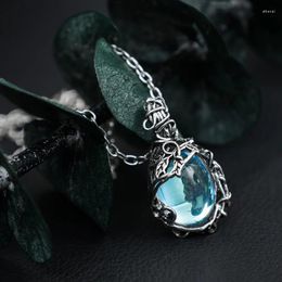 Pendant Necklaces Vintage Leaf Rattan Wrapped Moonstone Necklace For Women Girls Silver Color Party Jewelry