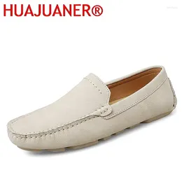 Casual Shoes Fashion Men Leather Loafers Comfy Suede Minimalist Man Breathable Lightweight Driving Male Flats