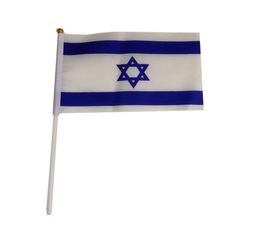 Israel Flag 21X14 cm Polyester hand waving flags Israel Country Banner With Plastic Flagpoles4355104