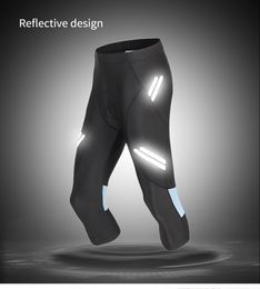 WOSAWE Men's Cycling Cropped Pants Reflective Riding Bike Tights Clothing 3D Gel Padded Riding MTB Spinning Bicycle Shorts