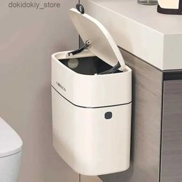 Waste Bins Stylish Hanin Trash Can for Household Toilets - Lare Capacity Square Desin Convenient Clamshell Lid L49