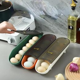 Storage Bottles Egg Box Automatic Rolling Container Kitchen Fridge Organizer Freshness Separated Eggs Holder Basket Cartons Tray