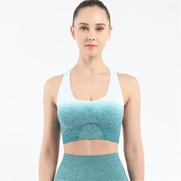 Yoga Outfit Female Workout Crop Top Dyed Gradient Sports Bra For Women Gym Women's Synthetic Fabric Suit Ombre Seamless Sportswear Vest