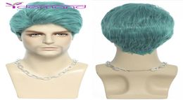 Synthetic Green Cosplay Wigs Man Curly Hair Heat Resistant male Wig6110513