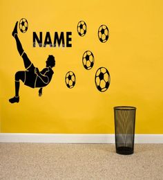 Football Player Silhouette Wall Stickers personalise Custom Name Number soccer Boy Bedroom Home Decor New Design poster9443693