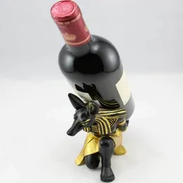 Decorative Plates 1 Pcs Ancient Egyptian Anubis God Wine Rack Holder Figurine Resin Craft Seat Display Cabinet Home Decoration Gift