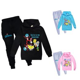 New Dr. Seuss Cat Children Hoodies Coat+Pants 2Piece Set Teens Girl Boys Spring Autumn Sweatshirt Suit Kids Birthday Clothes