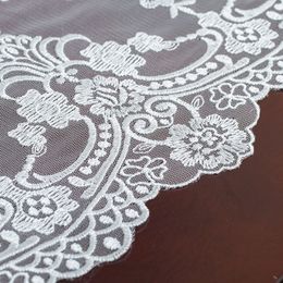 European tulle embroidered white and champagne gold Table runner desk piano fireplace frame cover Christmas wedding decoration