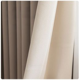 Morandi Solid Colour Drapes Simple Home Living Room Sunscreen Curtains Large Area Bedroom Blackout Curtain Hotel Thickened Drape