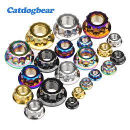 Catdogbear 4PCS Titanium Nuts Double Hex Flange 12 Point Nut M5 M6 M8 M10 M12 Flange Nut For Motorcycle Modification