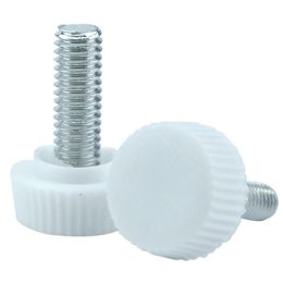 M4 M5 M6 White Round Head Handle Hand Screw Round Knurled Rubber Thumb Screw Plastic Tighten Bolt Nuts Knob