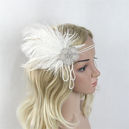 The Horse Racing Festival Feather Headband Blossom Flower and Rhinestone Headband Cocktail Tea Party Headpiece for Women