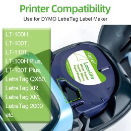 5pcs 91200 Paper White Compatible DYMO LetraTag Plus LT-100T LT-100H 200B QX50 12mm 91330 91220 10697 59421 LT Label Tape Refill