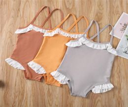 3Colors Summer Toddler Kids Baby Girl Ruffles One Pieces Swimwear Swimsuit Bathing Suit Beachwear Strap Bodysuit5501757